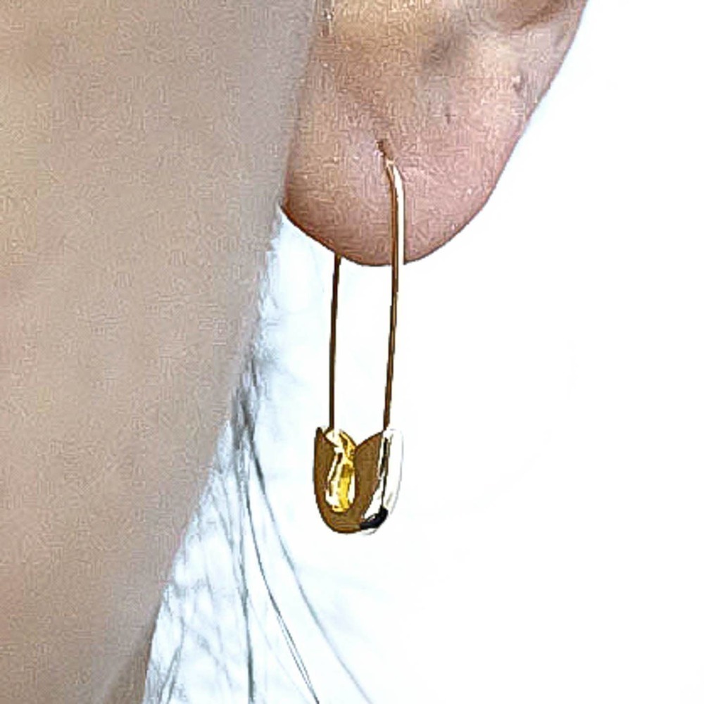 Baublebar Gold Safety Pin Earrings Nickel Free Multi Piercing Layer